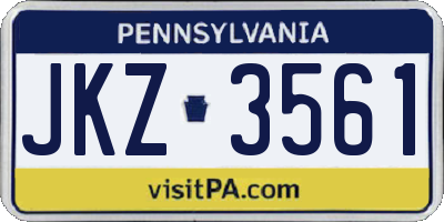PA license plate JKZ3561