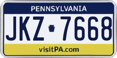 PA license plate JKZ7668