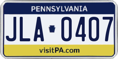 PA license plate JLA0407