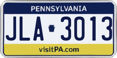 PA license plate JLA3013