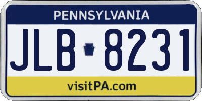 PA license plate JLB8231