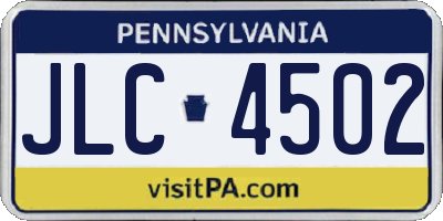 PA license plate JLC4502