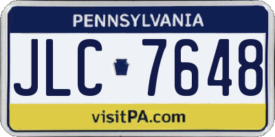 PA license plate JLC7648