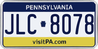 PA license plate JLC8078