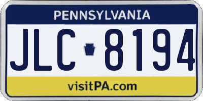 PA license plate JLC8194
