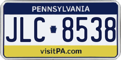 PA license plate JLC8538