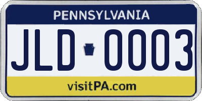 PA license plate JLD0003