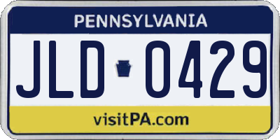 PA license plate JLD0429