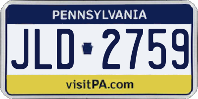PA license plate JLD2759