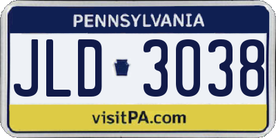 PA license plate JLD3038