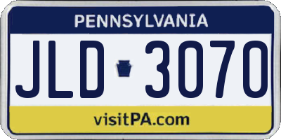 PA license plate JLD3070
