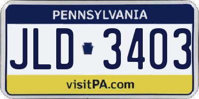 PA license plate JLD3403