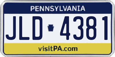 PA license plate JLD4381