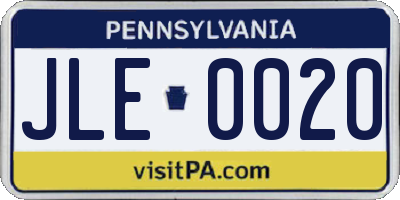 PA license plate JLE0020