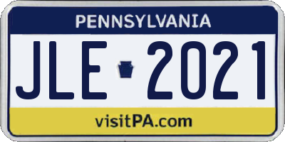 PA license plate JLE2021