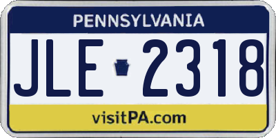 PA license plate JLE2318