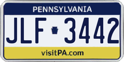 PA license plate JLF3442