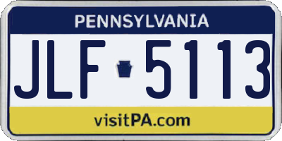 PA license plate JLF5113