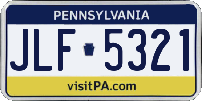 PA license plate JLF5321
