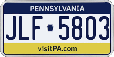 PA license plate JLF5803