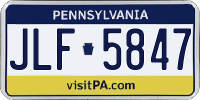 PA license plate JLF5847