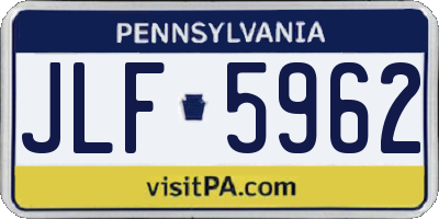 PA license plate JLF5962