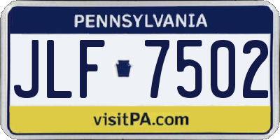 PA license plate JLF7502