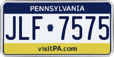 PA license plate JLF7575