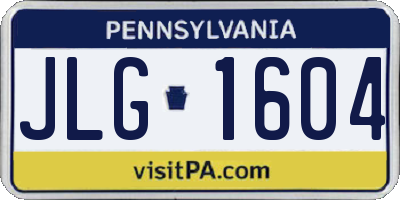 PA license plate JLG1604