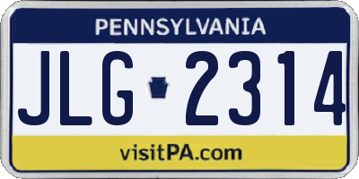 PA license plate JLG2314