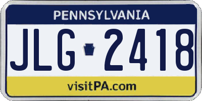 PA license plate JLG2418