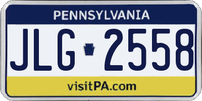 PA license plate JLG2558