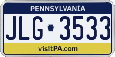 PA license plate JLG3533