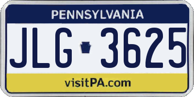 PA license plate JLG3625