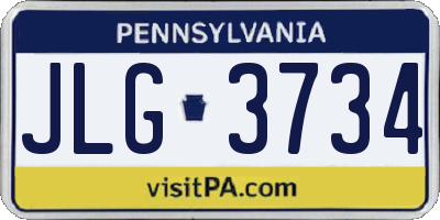 PA license plate JLG3734