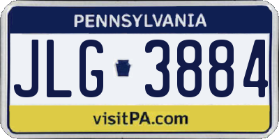 PA license plate JLG3884