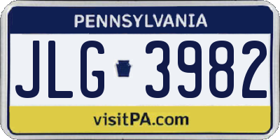 PA license plate JLG3982