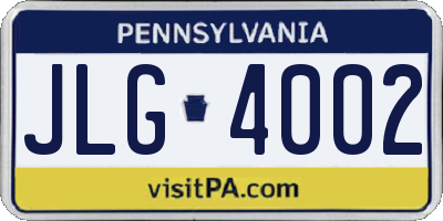 PA license plate JLG4002