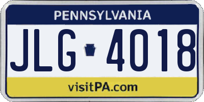 PA license plate JLG4018