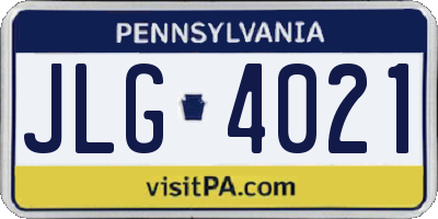 PA license plate JLG4021