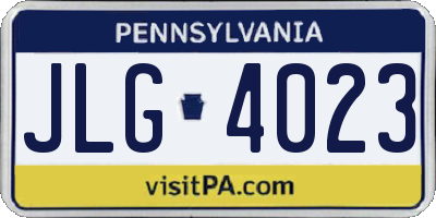 PA license plate JLG4023