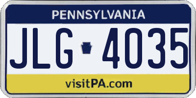 PA license plate JLG4035