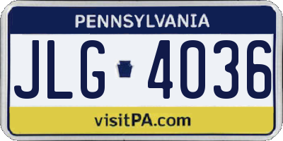 PA license plate JLG4036
