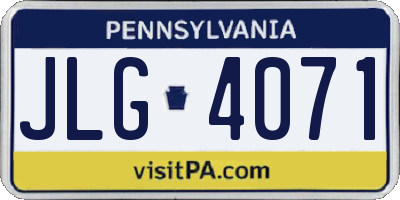 PA license plate JLG4071