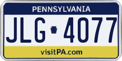 PA license plate JLG4077