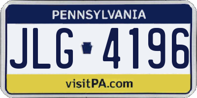 PA license plate JLG4196