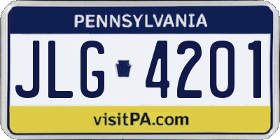 PA license plate JLG4201