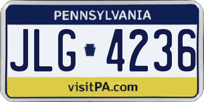 PA license plate JLG4236
