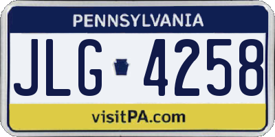 PA license plate JLG4258