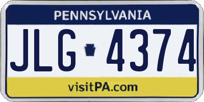 PA license plate JLG4374